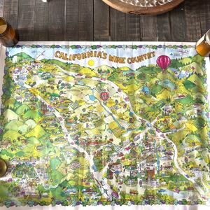 Maryanne Hoburg Cartoon City Poster Map Of California's Wine Country Napa